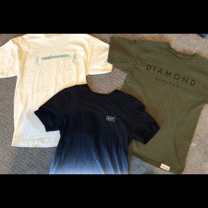 Set of (3) HUF, DIAMOND & THE ONEHUNDREDS T-Shirts